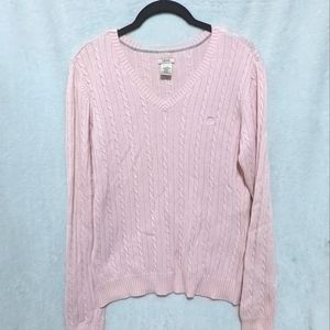 Izod cable sweater, baby pink. Size M.